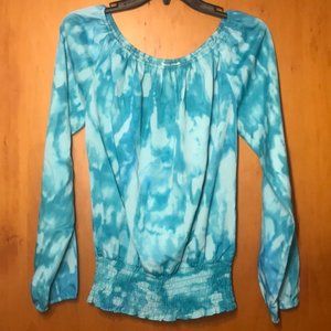 🦋MICHAEL KORS🦋AQUA BLUE TIE DYE BLOUSE🦋